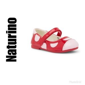 Naturino pink polkadot mary jane shoes sz 10
